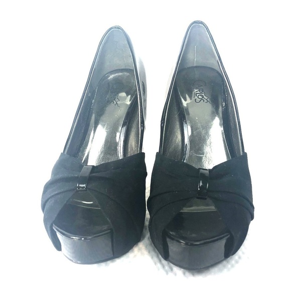 EUC-CARLOS Santana Patent Lthr/Suede PeepToe Heels - Picture 7 of 13